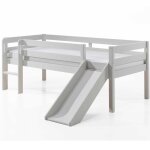 Lit mi - hauteur en bois de pin laqu blanc avec toboggan - vipack - pip - sommier  lattes inclus