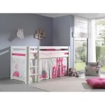 Lit mi - hauteur charlotte en pin massif avec tente de lit princess ii - vipack