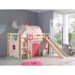 Lit mi - hauteur enfant 90x200 avec toboggan et sommier - vipack - bois - beige Lit mi - hauteur enfant 90x200 avec toboggan et sommier - vipack - bois - beige