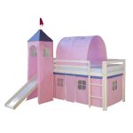 Lit mi - hauteur enfant - homestyle4u - 1496 - toboggan - tunnel avec rideau - pin 90x200