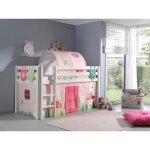Lit mi - hauteur pour enfant - vipack pino - blanc - couchage 90x200 avec sommier et accessoires