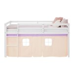 Lit mi - hauteur - homestyle4u - 2954 - 90x200 cm - sommier inclus - rideau violet p�che - 1 place