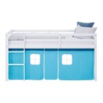 Lit mi - hauteur - homestyle4u - 2990 - 90x200 cm - sommier inclus - �chelle r�versible - rideau bleu ...