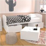 Lit mia 90x190 + 1 sommier + 2 tiroirs + 1 coffre table basse / blanc