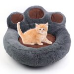 Lit pour chien et chat - merkmak - 55cm - amovible - lavable - anti stress en peluche gris