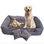 Lit moelleux impermable pour chien et chat 80 x 65 cm xl avec coussins