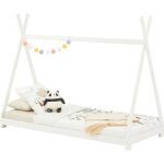 Lit montessori tipi elin 90 x 190 cm lit cabane enfant en pin massif lasur� blanc