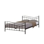 Lit odette 160x200 cm ? m�tal noir ? sommier inclus ? �l�gance et robustesse