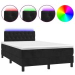 Lit - omabeta - sommier tapissier avec matelas et led - noir - 120 x 200 cm - velours hb04260