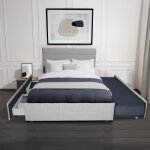 Lit palermo 140x200 + 1 sommier + 2 tiroirs + 1 tiroir lit 90x190 / gris clair Lit palermo 140x200 + 1 sommier + 2 tiroirs + 1 tiroir lit 90x190 / gris clair