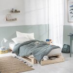 Lit palette adulte en pin massif naturel avec tiroirs 90x190 - lt84003 - bois naturel - terre de nuit ...