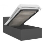 Lit panama 90x190 + coffre - sommier inclus gris