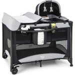 Lit parapluie b�b� 0 - 36mois pliable - goplus - charge 15kg - 2 roues verrouillables - matelas / panier ...