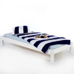 Lit futon simple pour adulte taifun 90 x 200 cm 1 personne 1 place pin massif lasur� blanc