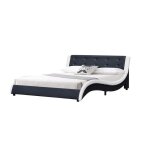 Lit une place mathis 140x190 cm blanc et noir avec sommier inclus - mathis blanc et noir