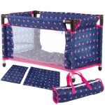 Lit de voyage pour poupe 46 cm avec parc sac et parure - kinderplay (kp0400t)