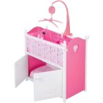 Lit de poupon en bois avec rangement 515x30x90cm - lit armoire blanc et rose - mobile musical et parure ...