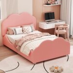 Lit enfant rembourr 90 x 200 cm avec barrires hautes et tte et pied de lit en forme de nuage lit simple ...
