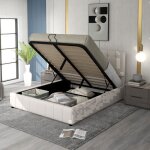 Lit rembourr en simili cuir 140 x 200 cm avec ttire amovible et sommier  lattes led tte de lit rglable ...