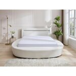Lit rond 160 x 200 cm - avec leds - simili - blanc - abulis iii