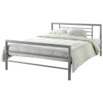 Lit rousseau sandro 140x200 - gris - structure m�tal - sommier � lattes