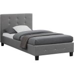 Lit simple pour adulte ou enfant tico avec sommier 90x190 cm 1 place t�te et pied de lit capitonn�s avec ...