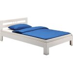 Lit simple theo 120 x 200 cm lit pour enfant et adulte en pin massif lasur� blanc avec t�te de lit