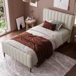 Lit simple 90 x 200 cm avec sommier  lattes et tte de lit rglable lit adulte pour adolescents pour ...