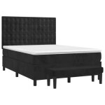Lit  sommier tapissier - mothinessto - 140x190 cm - velours noir - matelas ressorts ensachs