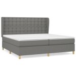 Lit � sommier tapissier - omabeta - 200x200cm - gris fonc� - matelas inclus - design contemporain