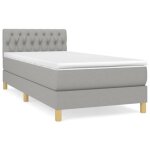 Lit  sommier tapissier - omabeta - 90x200 cm - matelas ressorts ensachs - tissu gris clair - 1 place ...