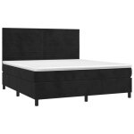 Lit  sommier tapissier - salutuya - bd5386 - velours noir - matelas ressorts ensachs - 160x200 cm