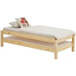 Lot de 2 lits superposables rino 90 x 190 cm lits simples 1 place couchage dappoint en pin massif vernis ...