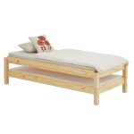 Lot de 2 lits superposables rino 80 x 190 cm lits simples 1 place couchage dappoint en pin massif vernis ...