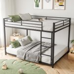 Lit superpos� 140x200 cm avec sommier � lattes s�parables en m�tal lits enfantslits en fer noir