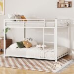 Lit superpos - lit 140x200 - lit enfant - forme classique avec sommier  lattes - lit en mtal blanc ...
