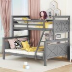 Lits superpos�s 140x200cm - 90x200cm avec �chelle et garde - corps bois de pin sommier � lattes inclus ...