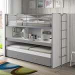 Lit superpos� 3 couchages + bureau gris 90x200 - gris - terre de nuit