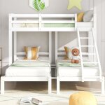 Okwish lit superpos� enfant en bois 90x200 cm lit 3 places avec �chelle et protection antichute sommiers ...