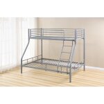 Lit superpos 3 places - mtal - gris - 2 sommiers  grilles - design urbain - dimensions 144x200. 5cm ...