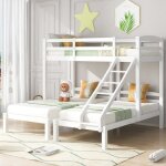 Lit superposé - enfant - 3 places - bois massif - 90 x 200 cm - blanc Lit superposé - enfant - 3 places - bois massif - 90 x 200 cm - blanc
