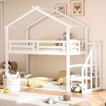 Lit enfant 90x200 cm lit superpos� avec escalier de rangement lit mezzanine en bois avec sommier � lattes ...