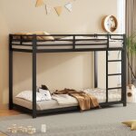 Lit superpos - noir - mtal - 90x200 cm - 2 places - barrires de scurit