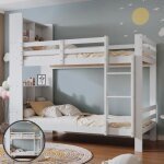 Lit superpos� 90x200cm avec �tag�res et �chelle � trois marches � angle droit lit de rangement en bois ...