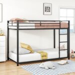 Lit superpos 90x200cm - mtal noir - 2 places - montage facile - style enfant