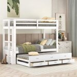 Lit superpos� - modernluxe - 90x200cm - blanc - lit gigogne - 3 tiroirs de rangement