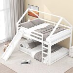 Lit superpos double 140x200cm lit denfant lit de maison avec toboggan et chelle chambre denfant lit ...