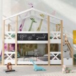 Lit superpose cabane 90x200cm avec rangement et protection contre les chutes lit mezzanine pour enfant ... Lit superpose cabane 90x200cm avec rangement et protection contre les chutes lit mezzanine pour enfant ...