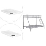 Lits superposés elevatio iv - 90 et 140 x 190 cm - acier - argent + matelas Lits superposés elevatio iv - 90 et 140 x 190 cm - acier - argent + matelas