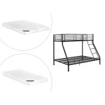 Lits superposés elevatio iv - 90 et 140 x 190 cm - acier - noir + matelas Lits superposés elevatio iv - 90 et 140 x 190 cm - acier - noir + matelas